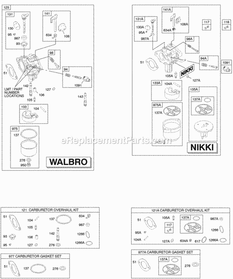 Carburetor KitGasket Sets - Carburetor Diagram and Parts List for 212802-0110-E1  Briggs and Stratton Engine